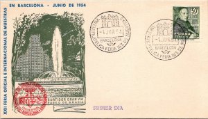 Spain 1964 FDC - 22nd Off & Int'l Exhibition Barcelona - Green Cover - J8599