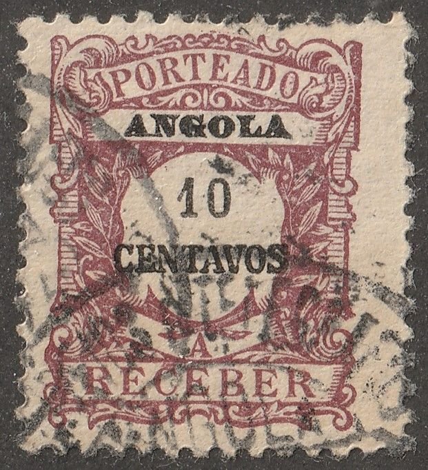 Angola, stamp,  Scott#j27,  used,  hinged,  postage, due, 10, cent,