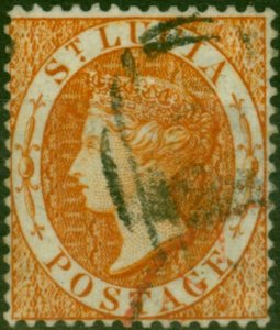 St Lucia 1876 (1s) Deep Orange SG18a Fine Used