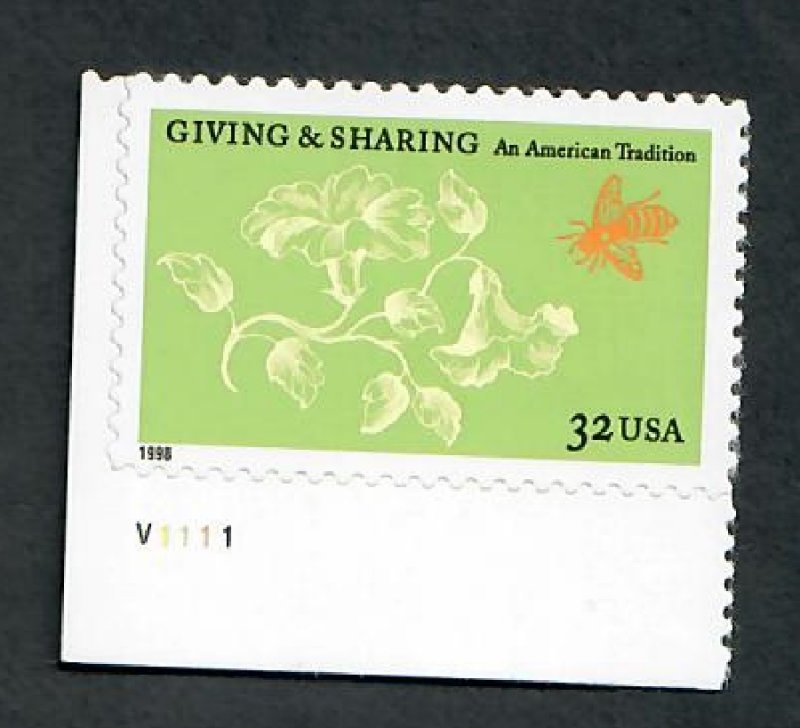 3243 Giving and Sharing MNH plate number single PNS