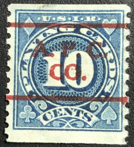 US Used #RF20 Coil Single Playing Card Revenue SCV $.30 L20