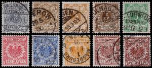 Germany Scott 45-46, 46a, 46d, 47-51, 51a (1889-1900) Used H F-VF, CV $83.65 B