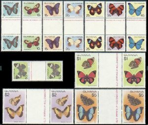 Guyana 279-289 gutter pairs-11,MNH.Michel 542-552 Butterflies,1978.
