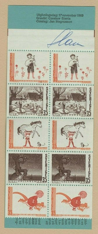  H228 Sweden 1969 Scott 841 a  MNH booklet The adventures of Nils signed Slania