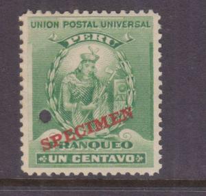 PERU, 1898 Atahualpa 1c. Green, ABN Co. Proof, SPECIMEN, small punch hole, mnh.