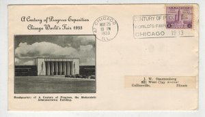 1933 CHICAGO WORLD'S FAIR 729-58A STOUTZENBERG HEADQUARTERS BUILDING