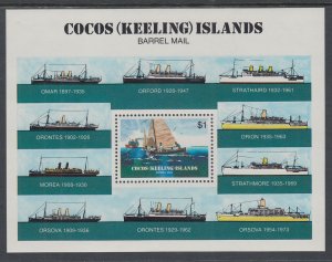 Cocos Keeling Islands 114 Ships Souvenir Sheet MNH VF