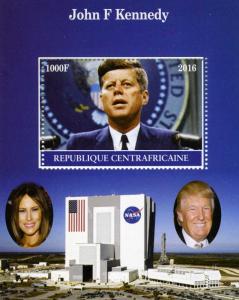 Central African Republic 2016 J.F. Kennedy NASA s/s Perforated mnh.vf