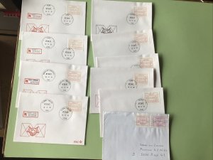 Belgium A. T. M. Vending Postal Labels 10 Stamps Covers Ref A1178