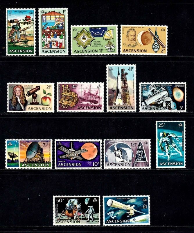 Ascension Island stamps #138 - 151, MHOG, topical, Space,   CV $36.25