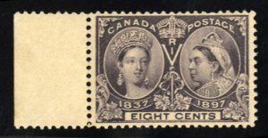 Canada #56 Cat$130, 18975 8c dark violet, left margin single, very lightly hi...