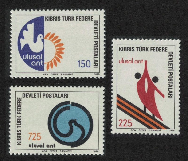 Turkish Cyprus Birds National Oath 3v 1978 MNH SG#68-70