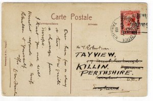 British Offices in Morocco 1918 Tangier cancel on postcard to England