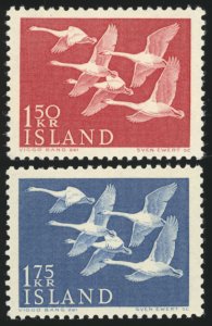 ICELAND Sc 298-99 VF/MNH - 1956 - Whooper Swans