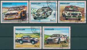 Paraguay 1987 CTO Rally Cars Stamps Auto Racing Porsche Lancia Audi 5v Set