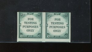 TD109a Slate Green Dull Gum Imperf Coil Pair of 2 Test Stamps NH (Bx 3901)