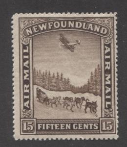 Newfoundland #C9 15c Brown 1931 Pictorial Airmail Watermarked F-68 OG