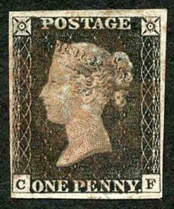 Penny Black (CF) Plate 2 Four Margins