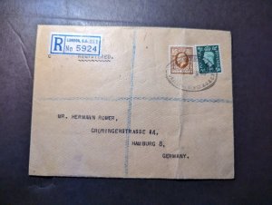 1938 Registered England Cover London EC to Hamburg Germany Hermann Romer