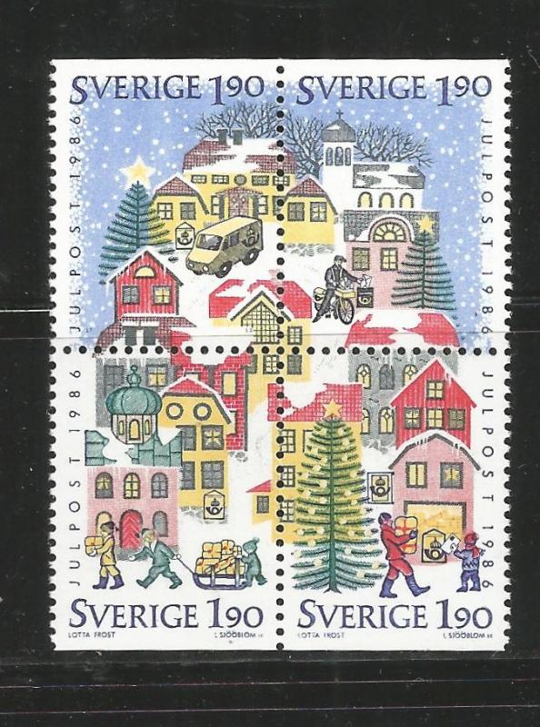 SWEDEN, 1617A,  MNH,BLOCK OF 4, CHRISTMAS