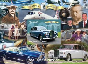 Sao Tome and Principe 2004 Rolls Royce.Anniv/Concorde/Phanton VI S/S IMPERF.MNH