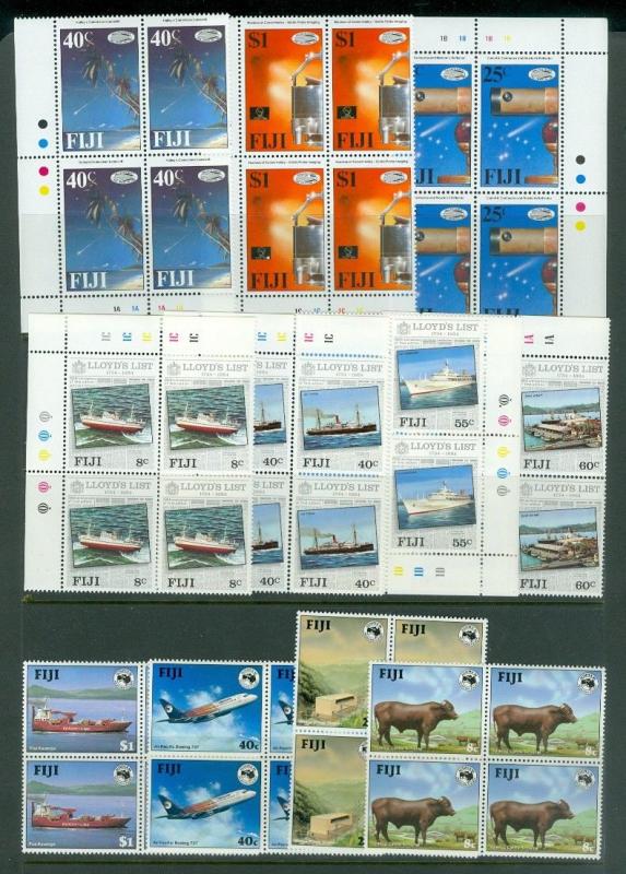 EDW1949SELL : FIJI VF, Mint NH collection of Blocks of 4. ALL CPLT sets Cat $294