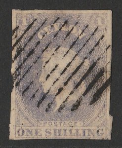 CEYLON 1857 QV 1/- slate-violet, imperf, wmk star.