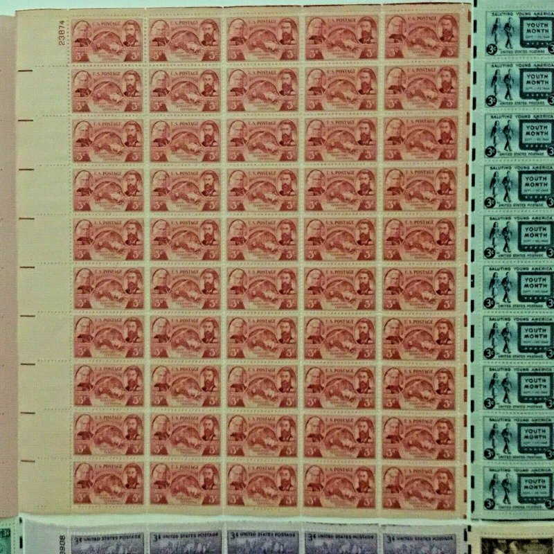 US,963,964,967,968,970,974,MNH VF,6 FULL SHEETS,1940'S COLLECTION,MINT NH ,VF