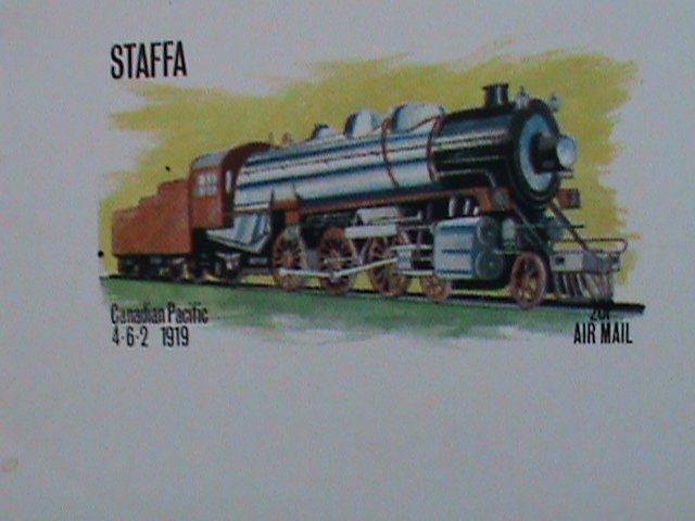 ​STAFFA-SCOTLAND -PROMOTION WORLD FAMOUS TRAINS-IMPERF MNH S/S -EST.$14 VF