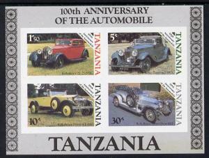 Tanzania 1986 Centenary of Motoring m/sheet imperf (as SG...