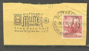 GERMANY REICH Sc# 488 USED FVF on Piece Town Hall Breslau