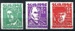 GERMANY SOVIET OCCUPATION ZONE MECKLENBURG SCOTT 12NB1-12NB3 SUPERB MNH