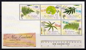 New Zealand 2013 Ferns Mint MNH Miniature Sheet SC 2449a