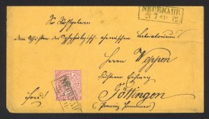 Germany N. German Confederation Sc# 4 on cover (b) Neuenahr>Gottingen 1868 7.20