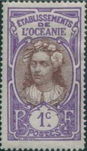 French Oceania 1913 SG21 1c brown and violet Tahitian Woman MLH