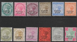 INDIA-NABHA SG14/30 1885-93 OVPT SET OF 12 T O 1r IN BLACK ON INDIA MTD MINT (r)