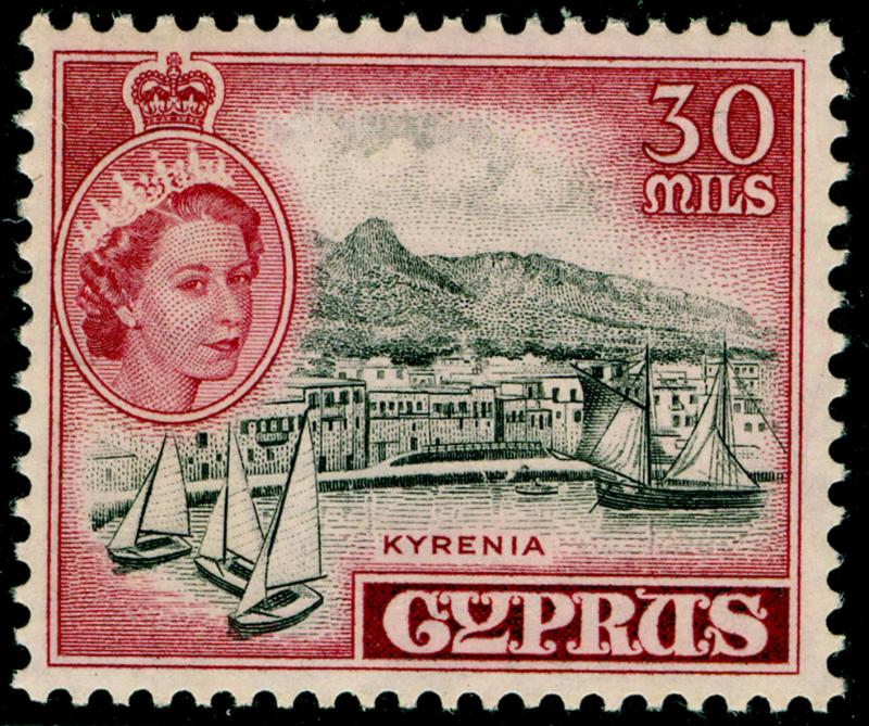 CYPRUS SG180, 30m black & carmine-lake, LH MINT.