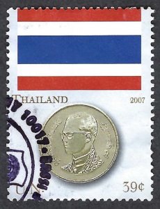 United Nations #930b  39¢ Thailand Flag and Coin (2007) Used.
