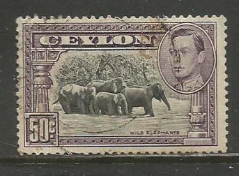 Ceylon   #286d  Used  (1938)  c.v. $0.55