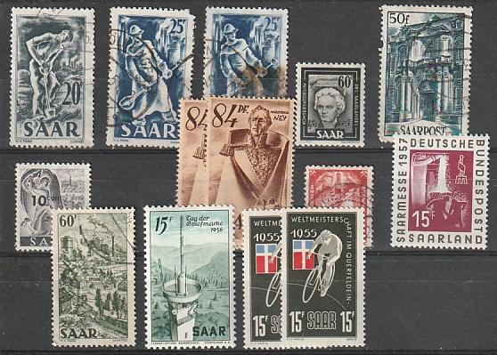 #215-6,219,200,175,170,205,261,253,284 Saar Used & Mint OGH