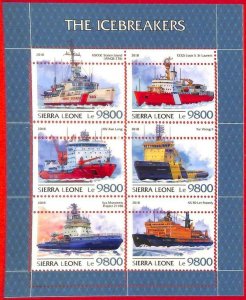 A4556 - SIERRA LEONE - ERROR MISPERF, Miniature sheet: 2018, Ice breakers, Boats