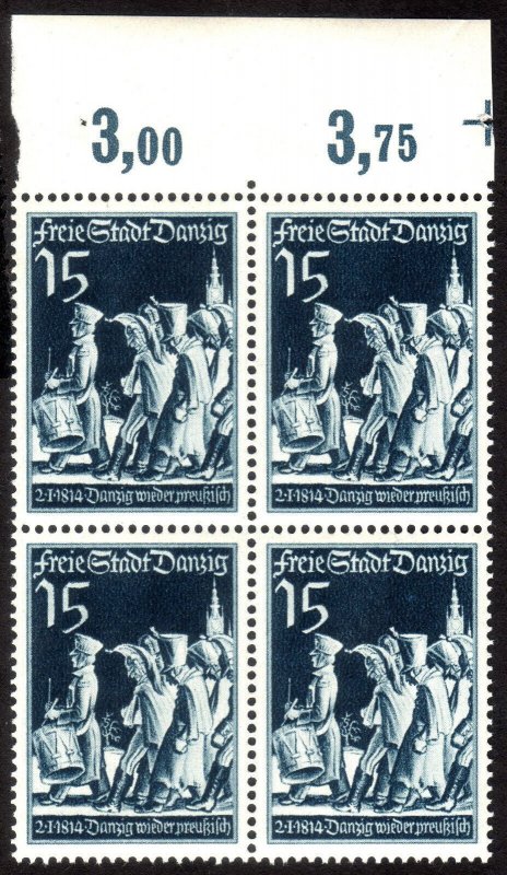 1939, Danzig 15pf, MNH block of 4, Sc 236, Mi 304