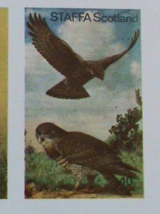 ​STAFFA SCOTLAND STAMP:RARE BIRDS IMPERF- MNH - MINI SHEET NO GUM AS ISSUED