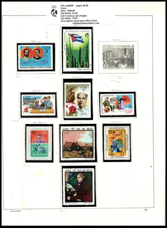 VINTAGE:CUBA 1968-69,OGNH,ASST SCOTT PGS  .LOT CUp6869