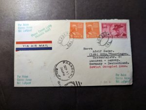 1949 USA Airmail Cover Pasadena CA to Gera Sachsen Germany DDR