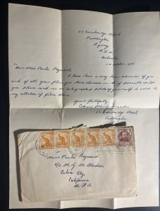 1951 Sydney Australia Slogan cancel Cover to USA Original letter Enclosed