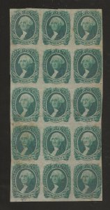 Confederate States #13 VF unused no gum Block 0f 15 Scarce multiple Double trans