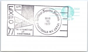 US SPECIAL EVENT POSTAL CARD THE WOMAN'S CLUB OF FAYETTEVILLE NC EXPO '77