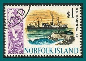 Norfolk Island 1968 Ships (series 4), $1 used  #113,SG90