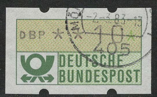 Germany Bund ATM-stamp issued 1981, denom. 10 Pf, used, type 1